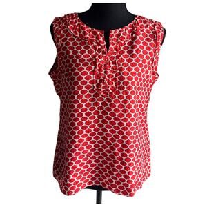 Tory Burch Sleeveless Blouse Size 8 100% Silk Orange and White Good Condition